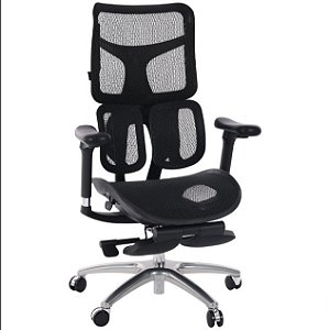 Cadeira de Escritório Comfy Sihoo Encore Tela Mesh Preta Base Alumínio, Múltiplos Ajustes Braço 6D