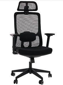 Cadeira de Escritório Comfy Turya Ultra Tela Mesh Preta, Braço 3D, Assento Deslizante e Relax