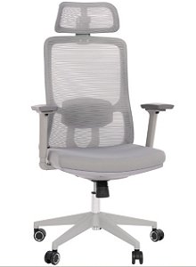 Cadeira de Escritório Comfy Turya Ultra Tela Mesh Cinza,Braço 3D,Assento Deslizante e Relax