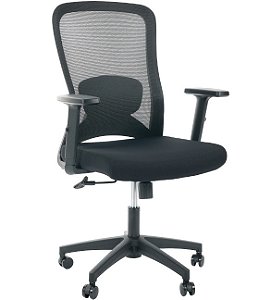 Cadeira de Escritório Comfy Trix Preta Mesh Preta, Braço Ajustável e Relax