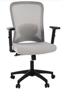 Cadeira de Escritório Comfy Trix Preta Mesh Cinza, Braço Ajustável e Relax