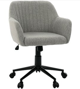 Cadeira Giratória Flexy Clari SW Base Metal Estofada em Linho Cinza