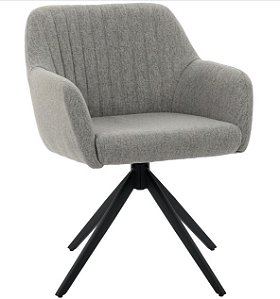 Cadeira Giratória Flexy Clari Base Metal Estofada em Linho Cinza