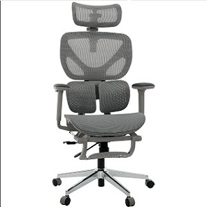 Cadeira de Escritório Comfy Orion Cinza, Braço 3D, Lombar Adaptável e Assento Deslizante