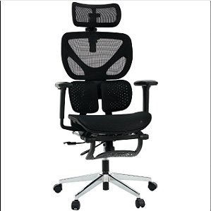 Cadeira de Escritório Comfy Orion Preta, Braço 3D, Lombar Adaptável e Assento Deslizante