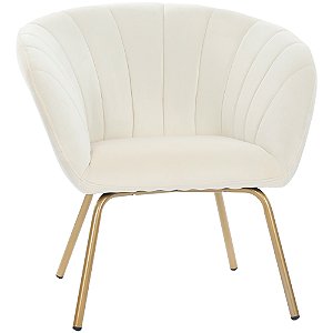 Poltrona Flexy Flora Pés Dourados e Tecido Creme