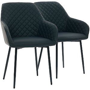 Par de Cadeiras Flexy Luni Base Preta PU Preto