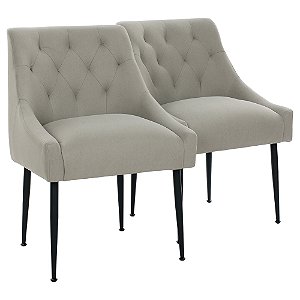 Par de Cadeiras Flexy Nyra Pés em Metal Preto Revestimento Cinza Cromio