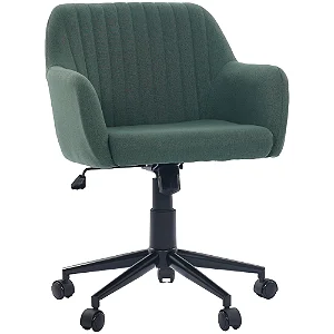 Cadeira Giratória Flexy Clari SW Base Metal Estofada em Linho Verde