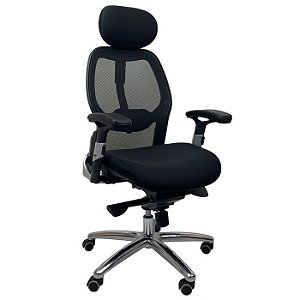 Cadeira de Escritório Comfy Ergomaster Tela Mesh Preta, Braço Ajustável e Relax Avançado