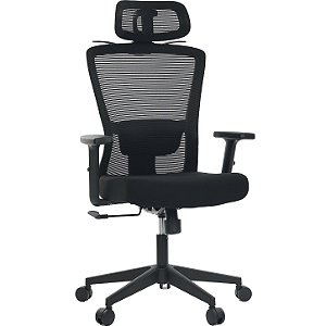 Cadeira de Escritorio Ergonômica Comfy Stance Plus Tela Mesh Preta, Base Giratoria e Sistema Relax