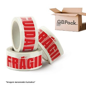 Fita Adesiva 48mm x 50m Cuidado Frágil - GBPack Soluções em Embalagens