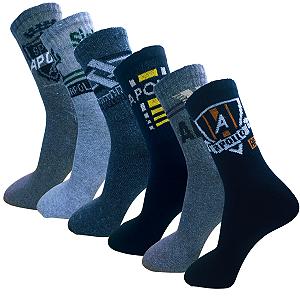 kit com 6 pares de meias Apollo Algodão atoalhada