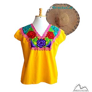 Blusa Típica Mexicana Original Amarela