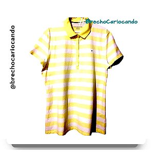 Camisa Polo T.H. Original Americana Amarela e Branca