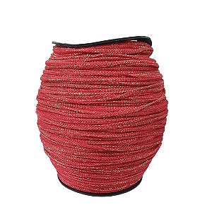 Fio de Poliéster 4mm HassTextil-715-Cereja com Lurex Ouro