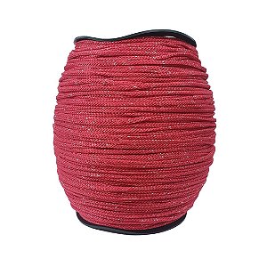 Fio de Poliéster 4mm HassTextil-715-Cereja com Lurex Prata