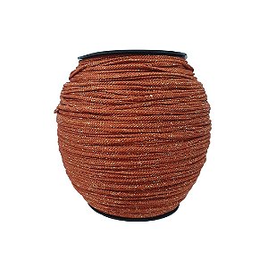 Fio de Poliéster 4mm HassTextil-1187-Caramelo com Lurex Ouro