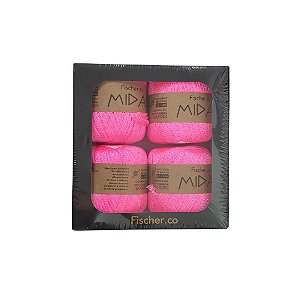 Kit Fio Midas 4 rolos 162 mts - Cor Rosa Neon - Fischer