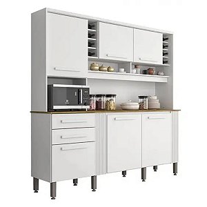 Cozinha Compacta Catar Com Molduras Ripadas - Branco