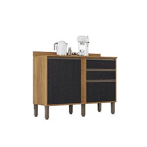 Balcão Para Cozinha Pérola - Sallêto Cinamomo/Preto