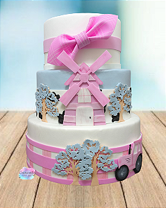 Bolo Fake Fazendinha Rosa