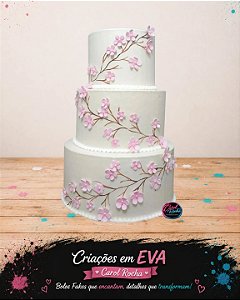 Bolo Fake Flor de Cerejeiras Decorativo