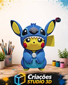 Pikachu Fantasiado de Stitch 3D