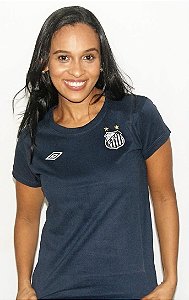 Camisa Santos Umbro Feminina Escudo Algodão Azul Marinho