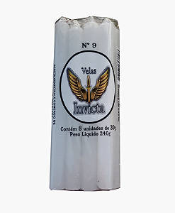 Vela Palito Branca N 9 18cm Maço 8 Velas 240g