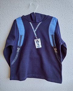 Blusão de Moletom Infantil Crachá - Azul Marinho - Menino - Rovitex