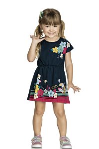Vestido em meia malha infantil menina Amore Marinho - Elian