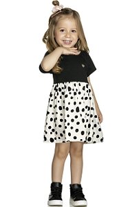 Vestido em Cotton e Tecido Plano Infantil Menina Preto - Elian