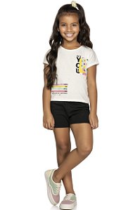 Conjunto em Meia Malha Infantil Menina Hey You Natural - Elian