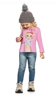 Blusa Infantil Menina Meia Estação com Estampa Interativa Girafa - Kely & Kety