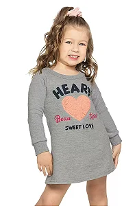 Vestido Moletom Infantil Menina Heart Mescla - Elian