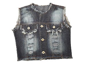 Colete Infantil Jeans Escuro Feminino