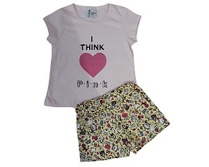 Conjunto Infantil Feminino "I think pink"