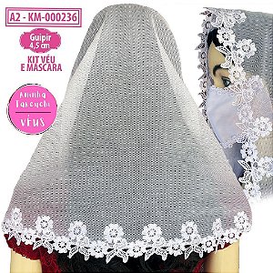 KIT Véu e máscara guipir