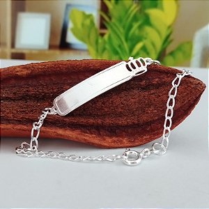 Pulseira Infantil Plaquinha Coroa Prata 925 - MP101-1696
