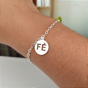 Pulseira c/ Medalha Fé Prata 925 - MP129-1590