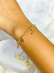 Pulseira Coração + Estrela - Semijoia 18k MP168-1486