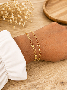 Pulseira Coração Vazado Semijoia 18k- MP157-360
