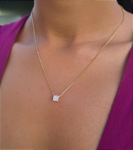 Gargantilha Ponto de Luz Quadrado Zirconia - Semijoia 18k - MC332-1168