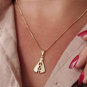Gargantilha Nossa Senhora Aparecida Semijoia 18k- MC377-5394