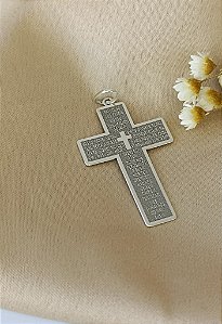 Pingente Crucifixo com Pai Nosso Prata 925 - 35mm - MPI178-30132