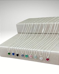 Gargantilha Ponto de Luz Coração Color - Prata 925 - MC510-1368