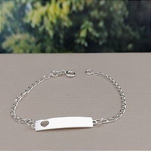 Pulseira Infantil com Plaquinha/Coração - Prata 925 - MP256-18108