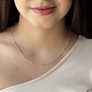 Gargantilha Rabo De Rato Com Bolas - Prata 925 - 45cm - MC539-26156
