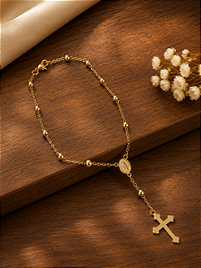 Pulseira Terço - Semijoia 18 k - 20cm - MP330-07170